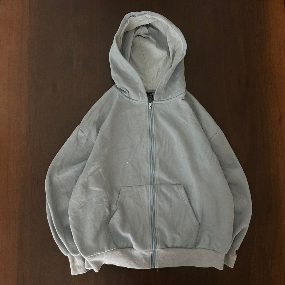 Dazy Light Blue Full Zip Hoodie Oversized Sweatshirt Small Streetwear Casual